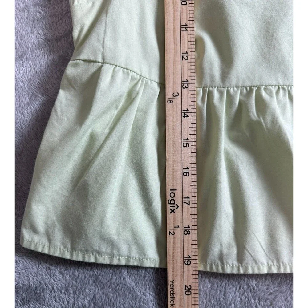 Abercrombie & Fitch Puff Sleeve Square Neck Tie Back Babydoll Top M Green Y2K